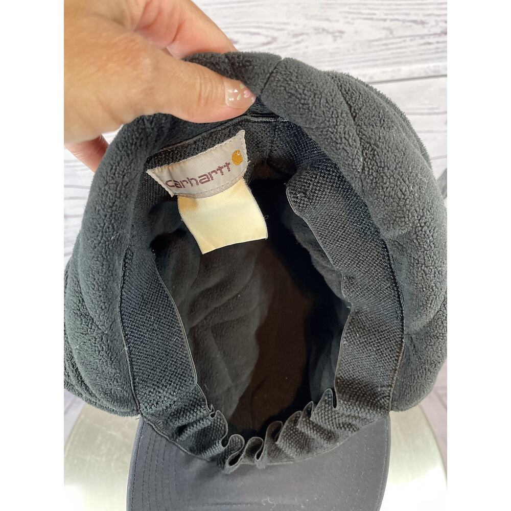 Carhartt Insulated Five Panel Ear Flap Trapper Hat Black L/XL Winter Cap - Picture 6 of 8